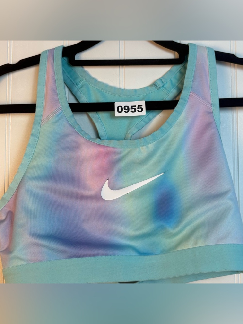 Nike Reversible Dri-FIT Pastel Tie Dye to Solid‎ Aqua Sports Bra Medium